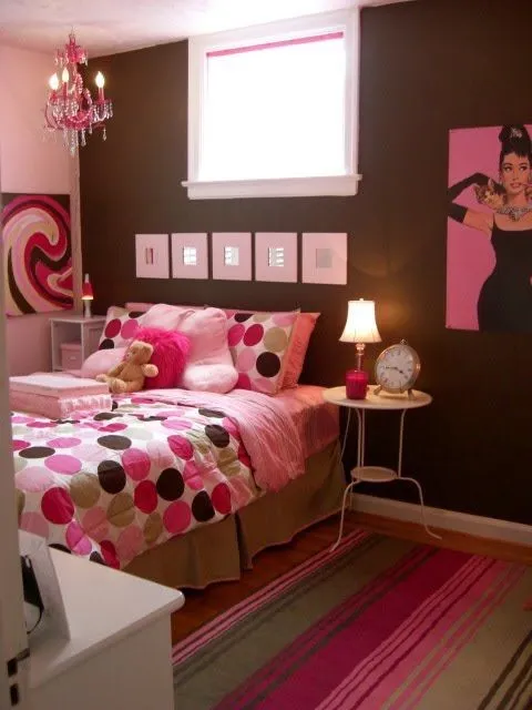 pink two colour combination for bedroom walls