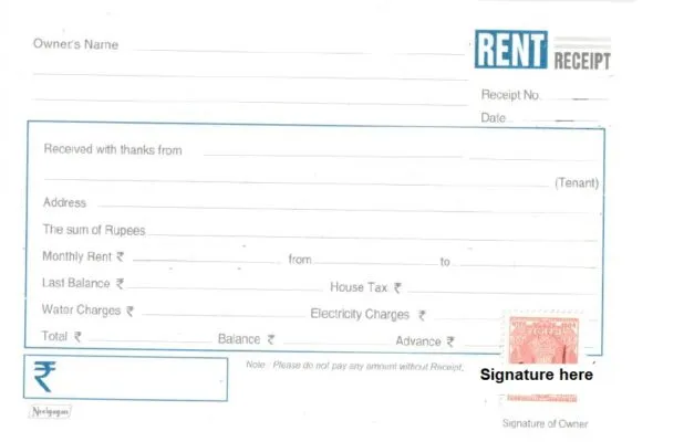 Rent receipt