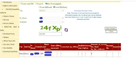 Form B Goa land records