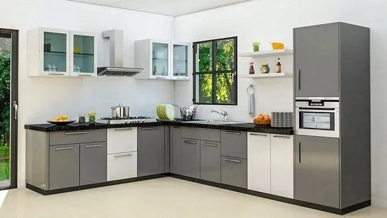 L shaped modular kitchen