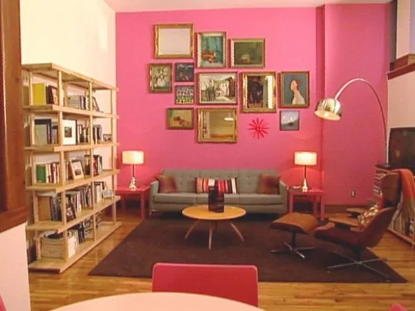 pink two colour combination for bedroom walls