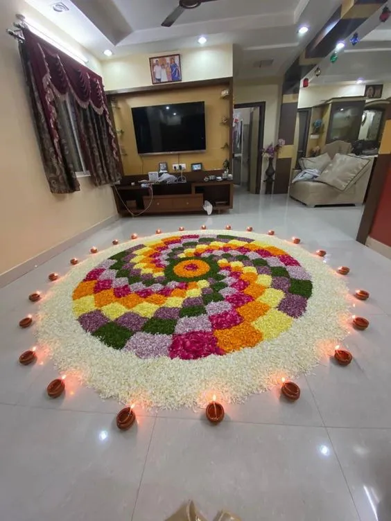 15 flower rangoli ideas to decorate your house this festive season