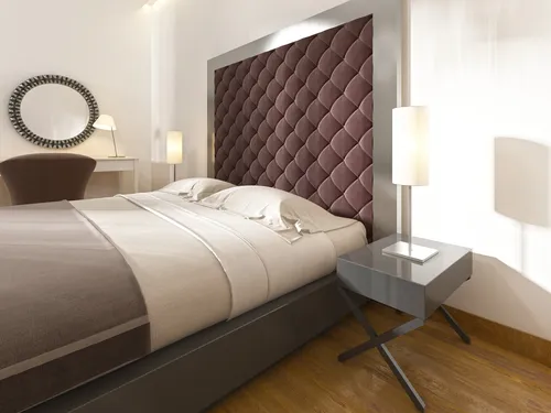 Burgundy and beige two colour combination for bedroom walls