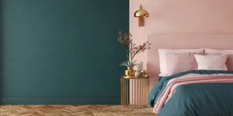 pink two colour combination for bedroom walls