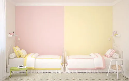 pink two colour combination for bedroom walls