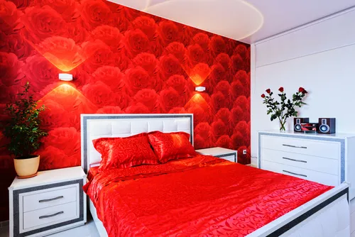 Red Two colour combination for bedroom walls