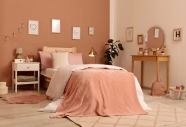 pink two colour combination for bedroom walls