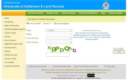 Form 1 and XIV_Goa land records