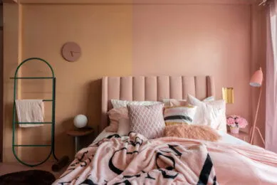 pink two colour combination for bedroom walls