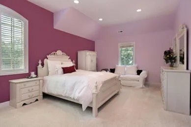 pink two colour combination for bedroom walls