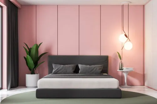 pink two colour combination for bedroom walls