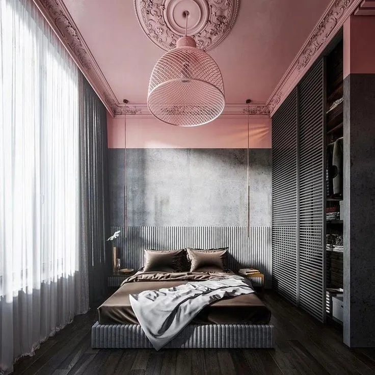 pink two colour combination for bedroom walls