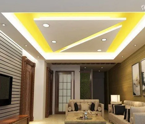 Double-layered PVC false ceiling design for bedroom