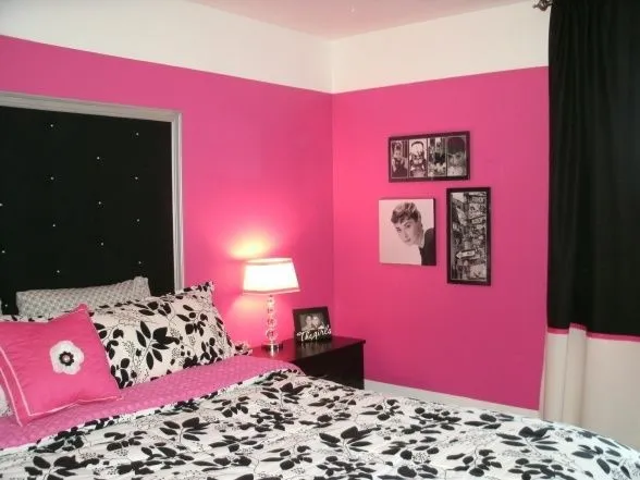 pink two colour combination for bedroom walls