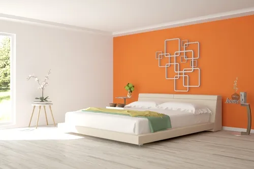 Orange Two colour combination for bedroom walls