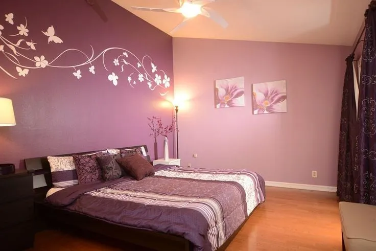 pink two colour combination for bedroom walls