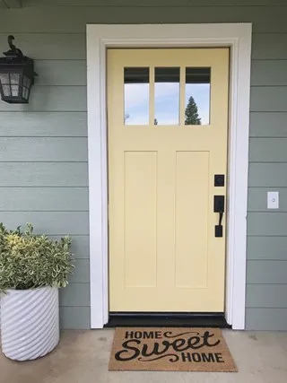 Pale yellow main gate colour combination