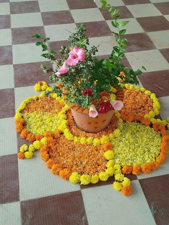 15 flower rangoli ideas to decorate your house this festive season